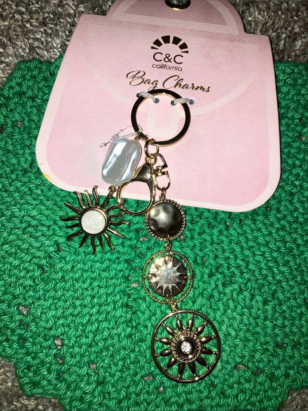 C&C California Gold Sunburst Keychain Bag Charm New